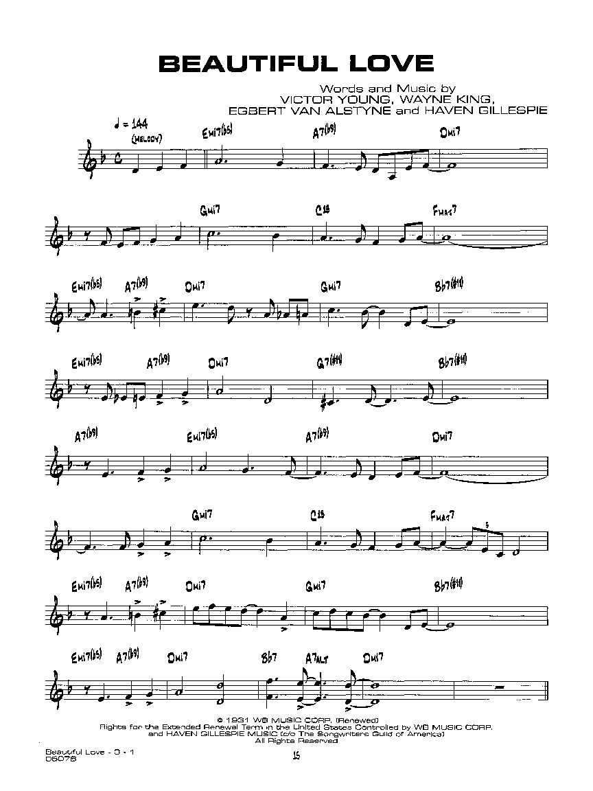 Jazz Standard Repertoire - Beautiful Love